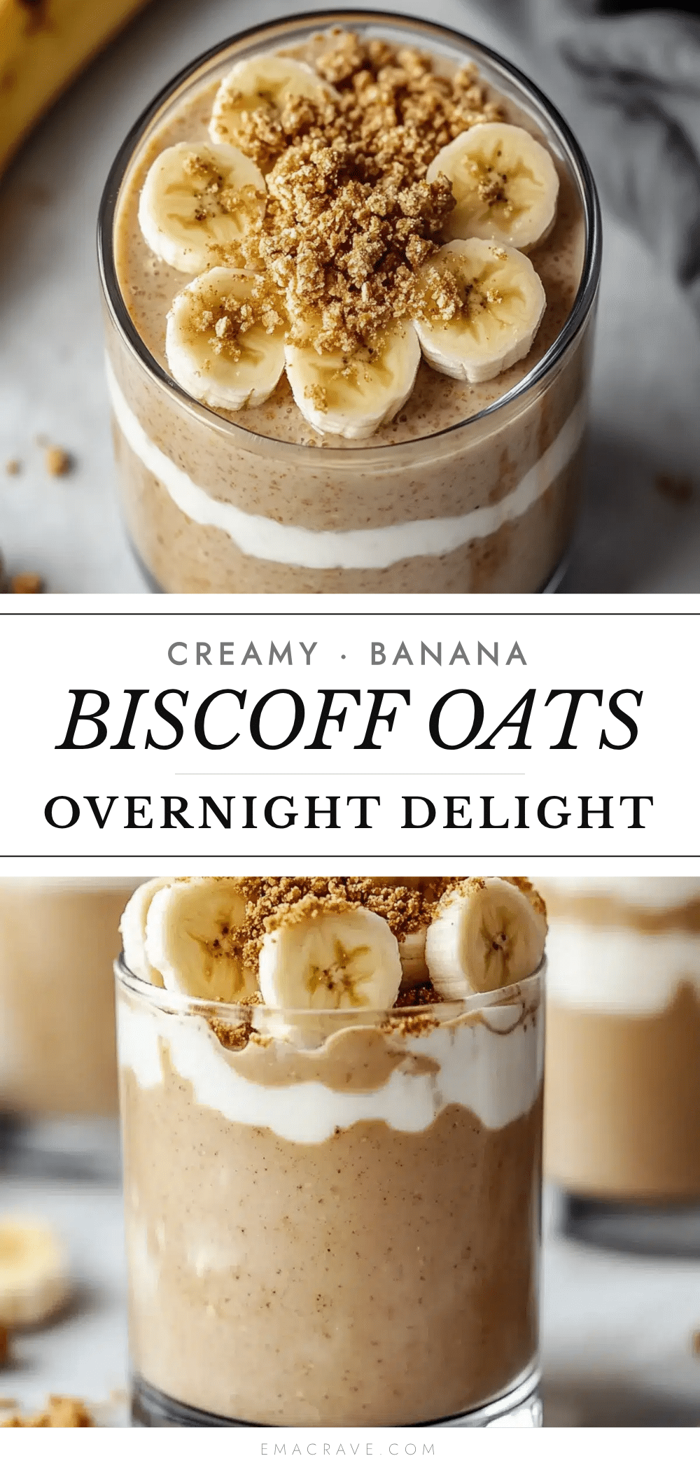 banana biscoff overnight oats recipe