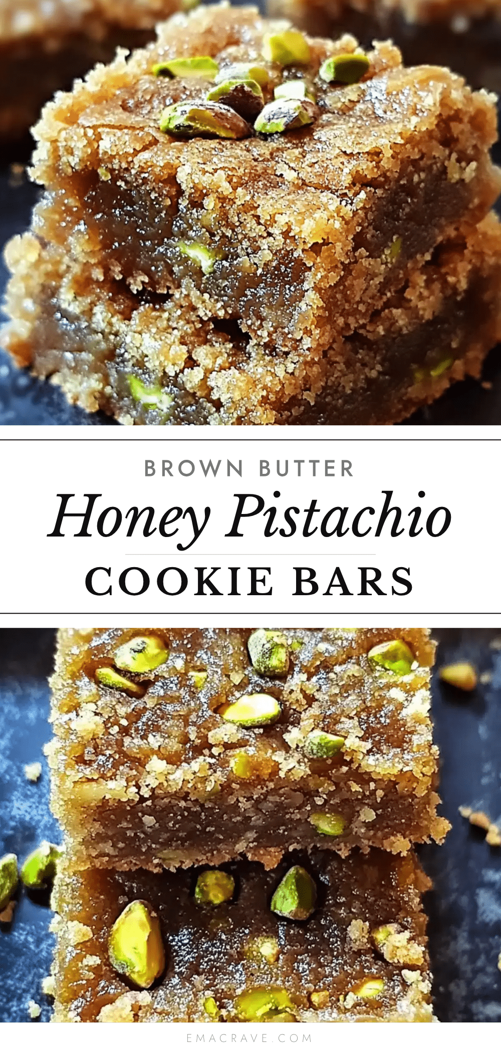 brown butter honey pistachio cookie bars recipe