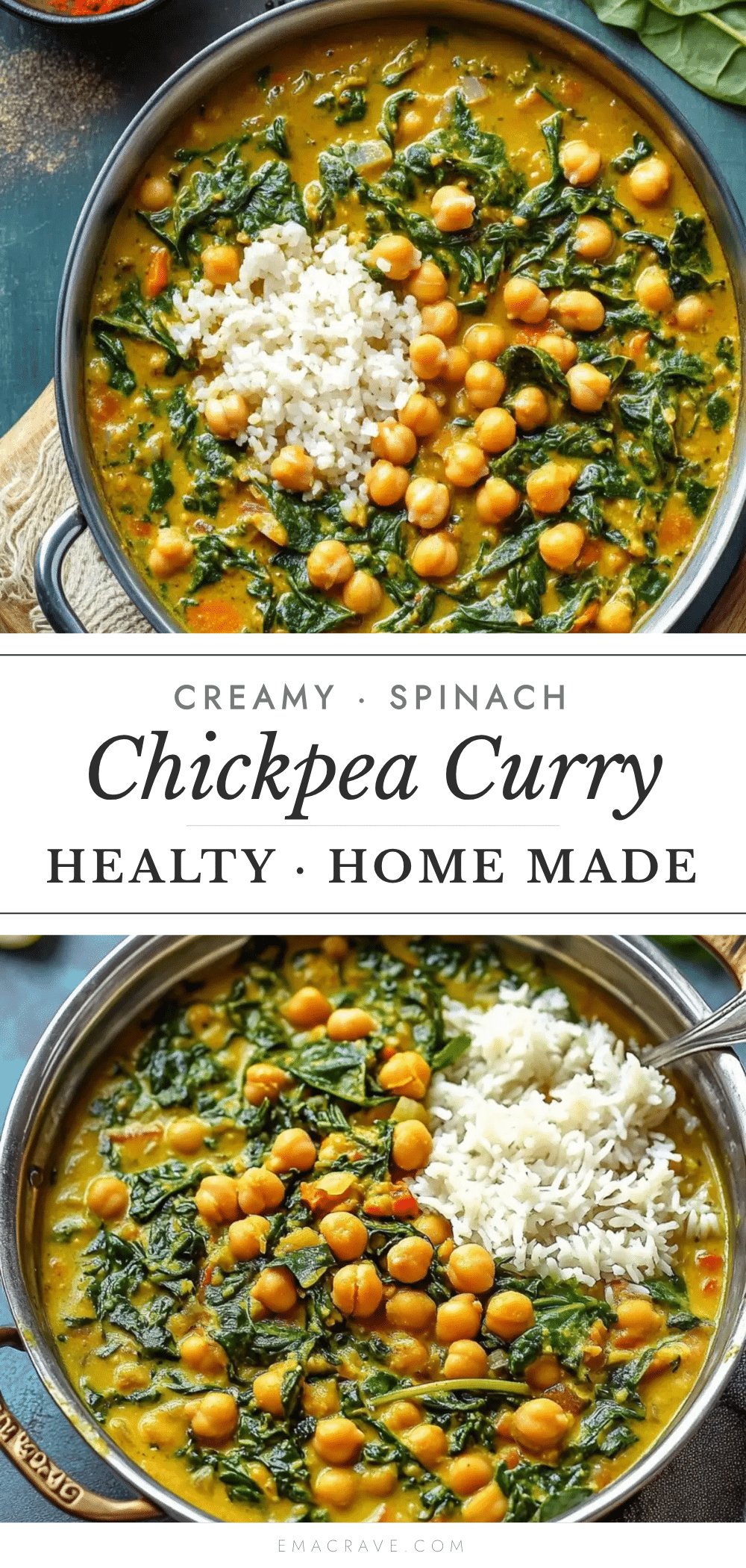 creamy chickpea and spinach curry recipe