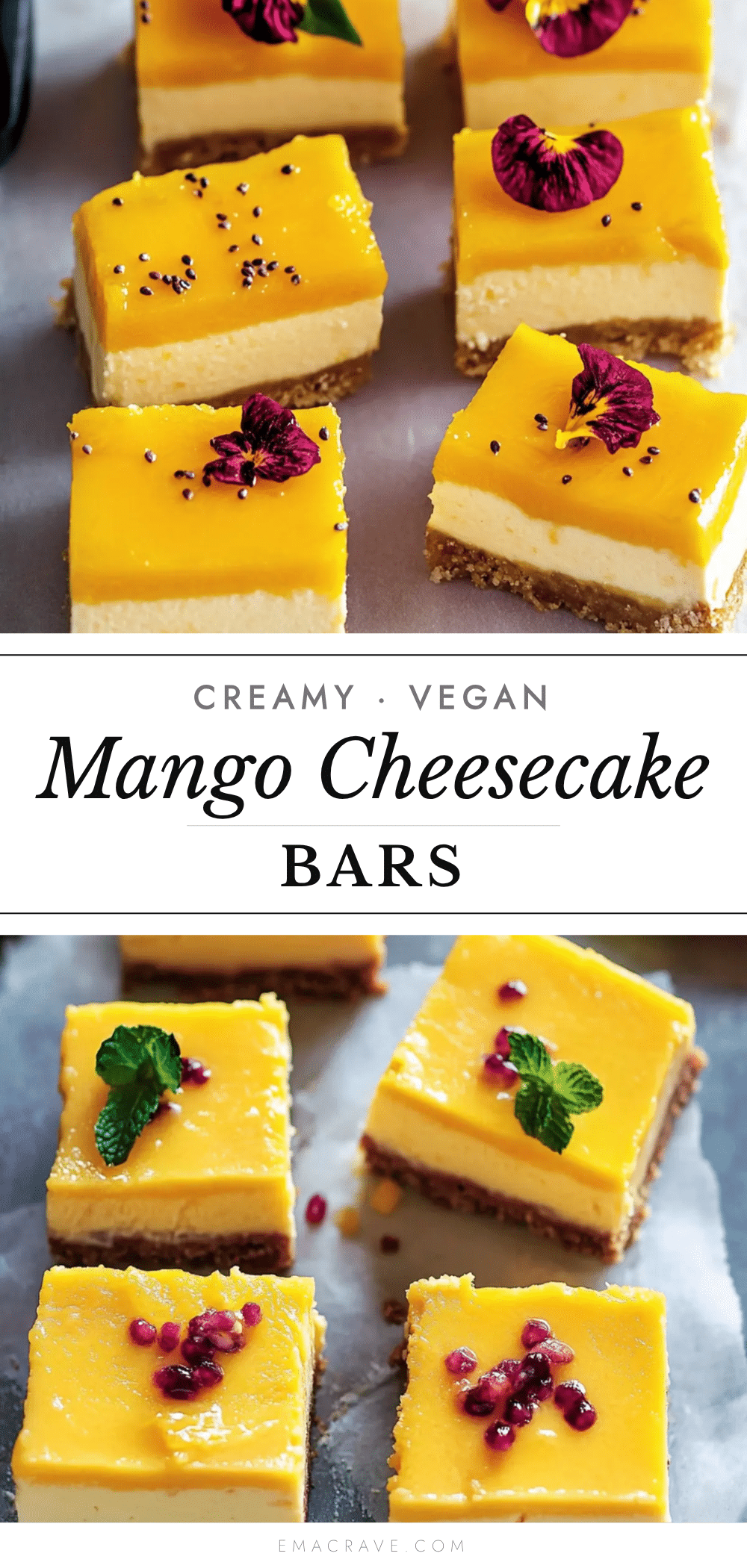 creamy vegan mango cheesecake bars recipe