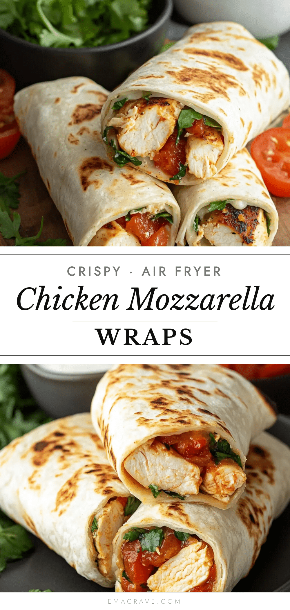 crispy air fryer chicken mozzarella wraps recipe