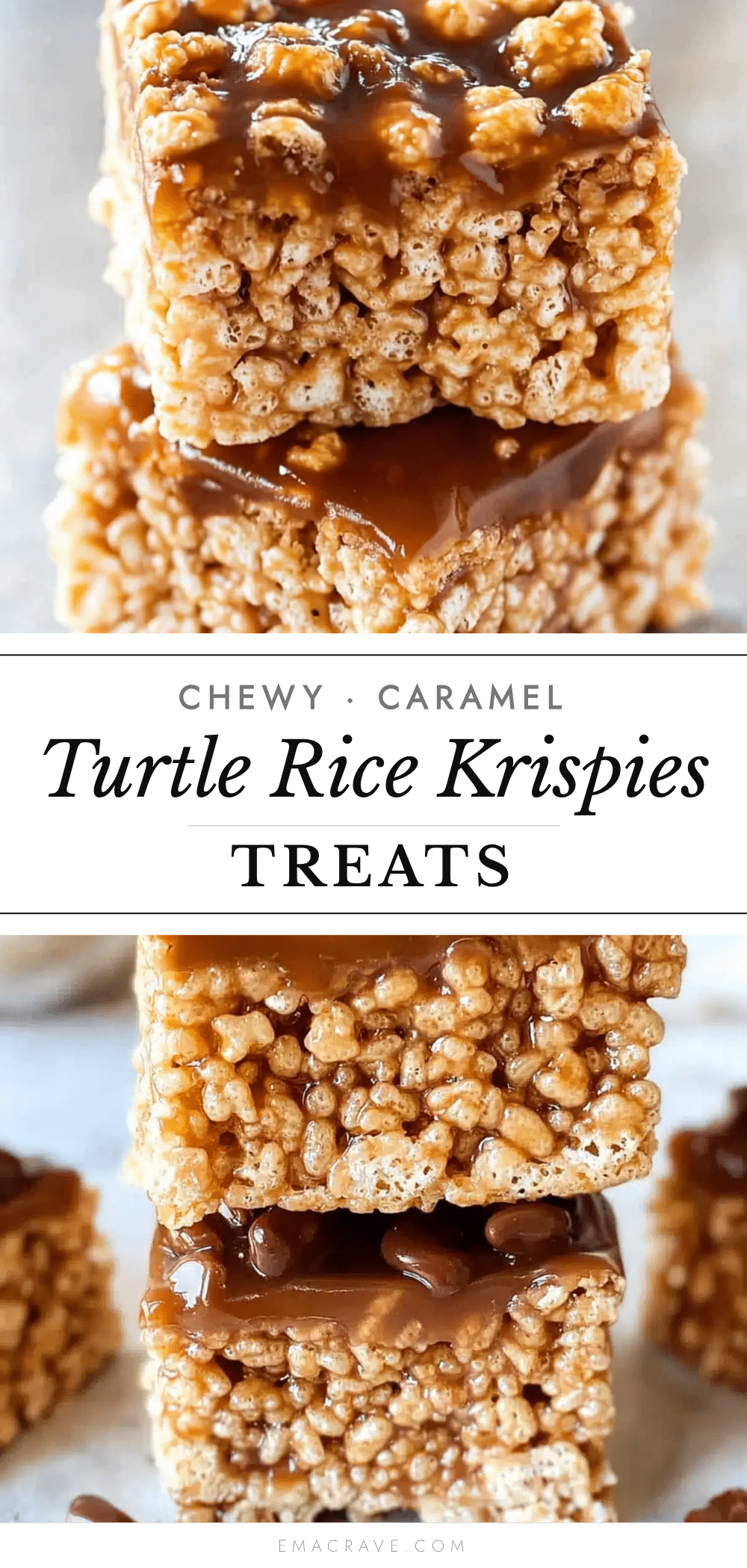chewy caramel turtle rice krispies treats recipe