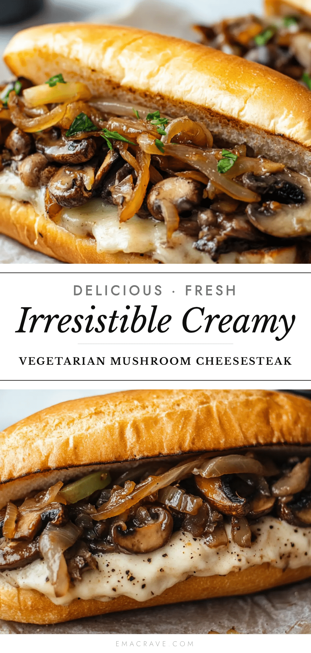 Creamy Vegetarian Mushroom Philly Cheesesteak recipe