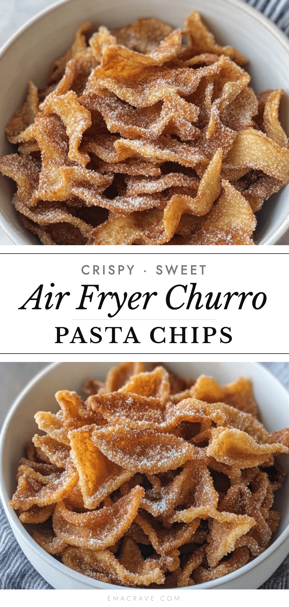 crispy air fryer churro pasta chips recipe