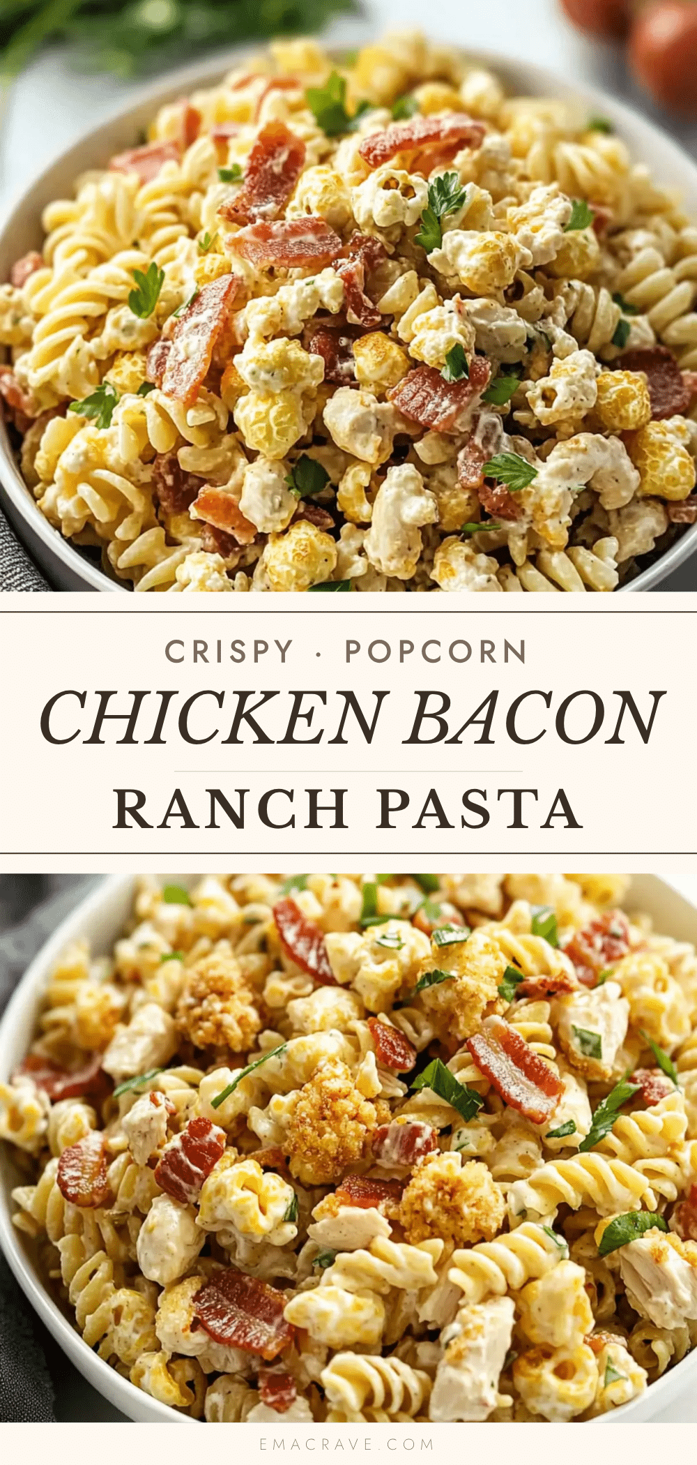 crispy popcorn chicken bacon ranch pasta salad recipe