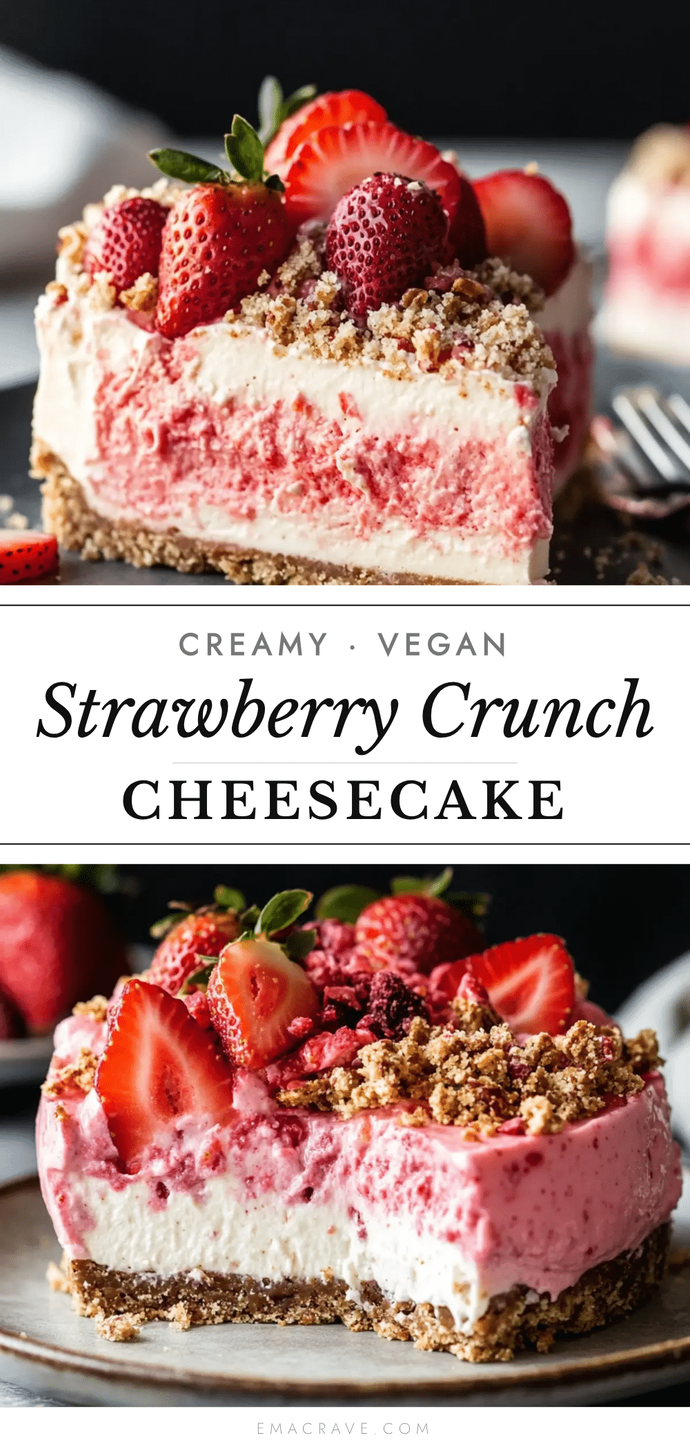 vegan strawberry crunch cheesecake recipe