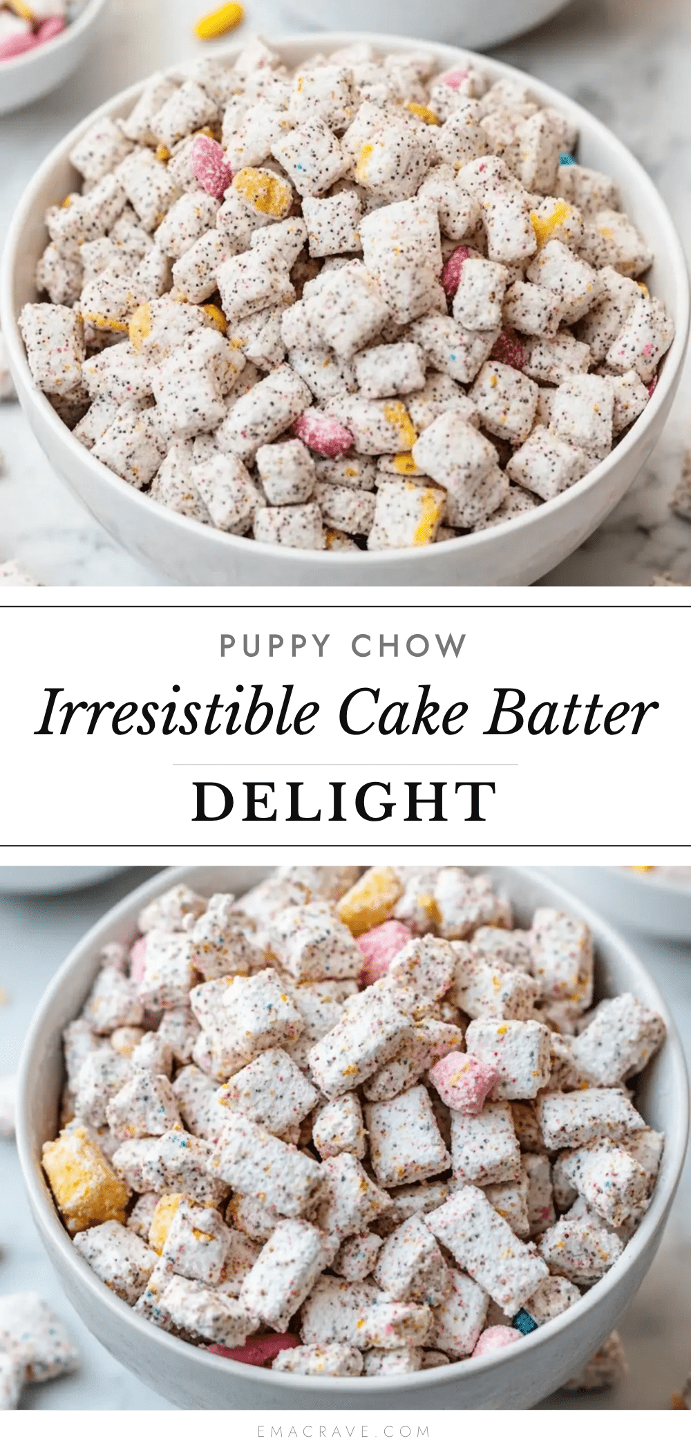 cake batter puppy chow recipe