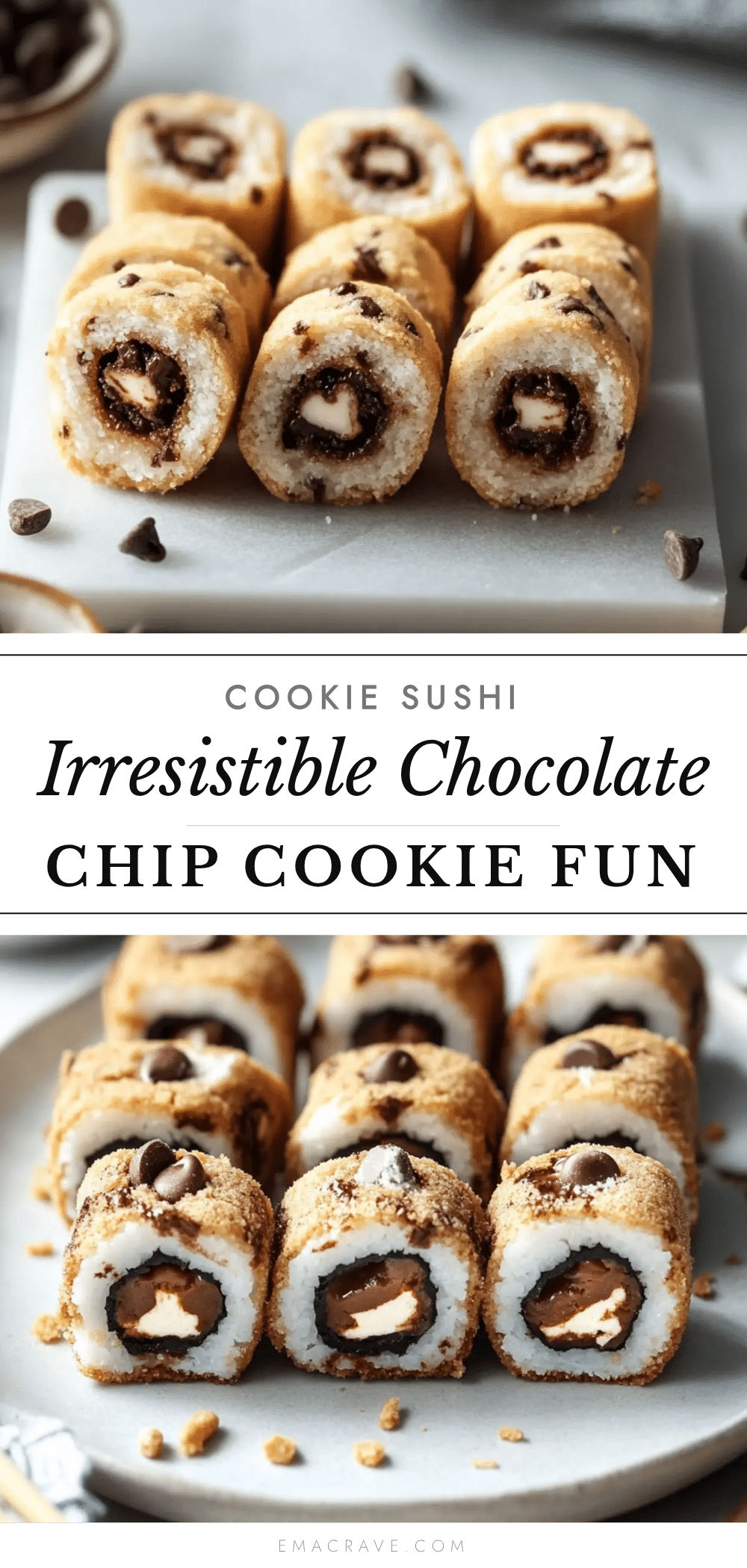 chocolate chip cookie sushi rolls recipe