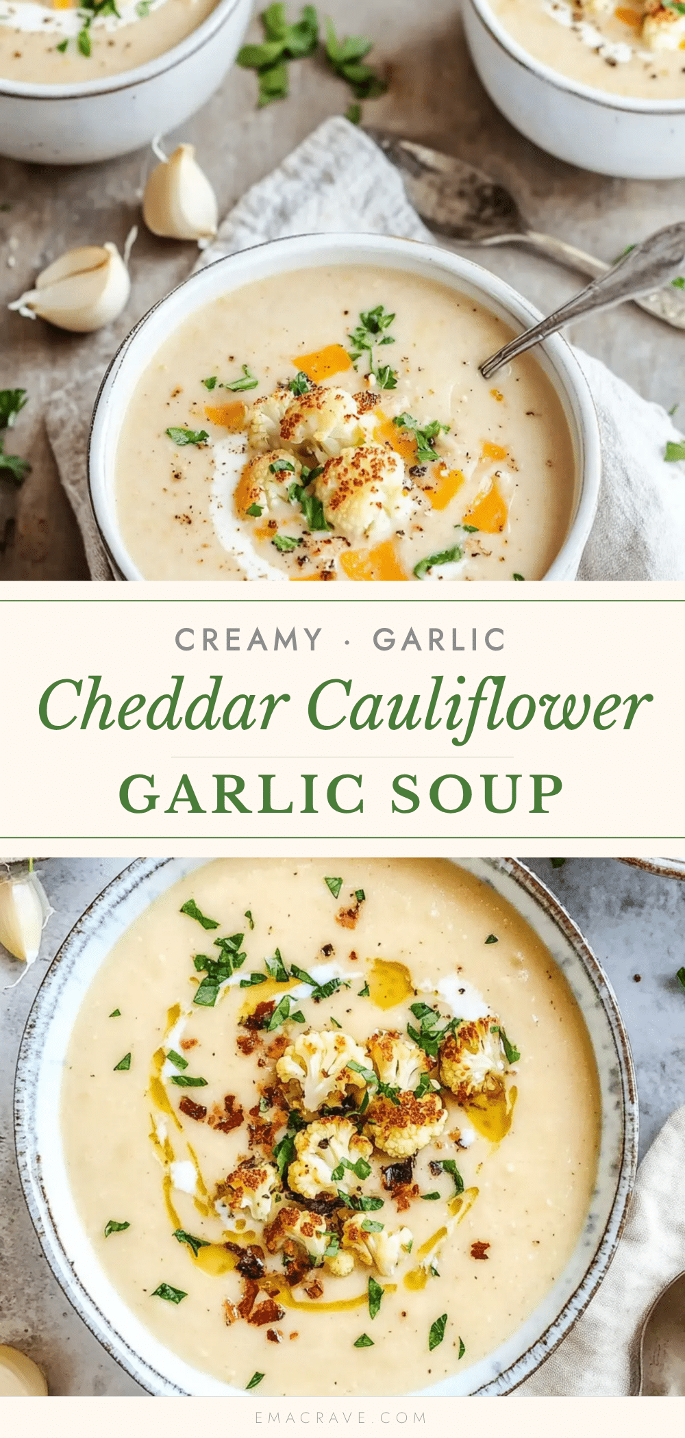 creamy cheddar cauliflower soup recipe