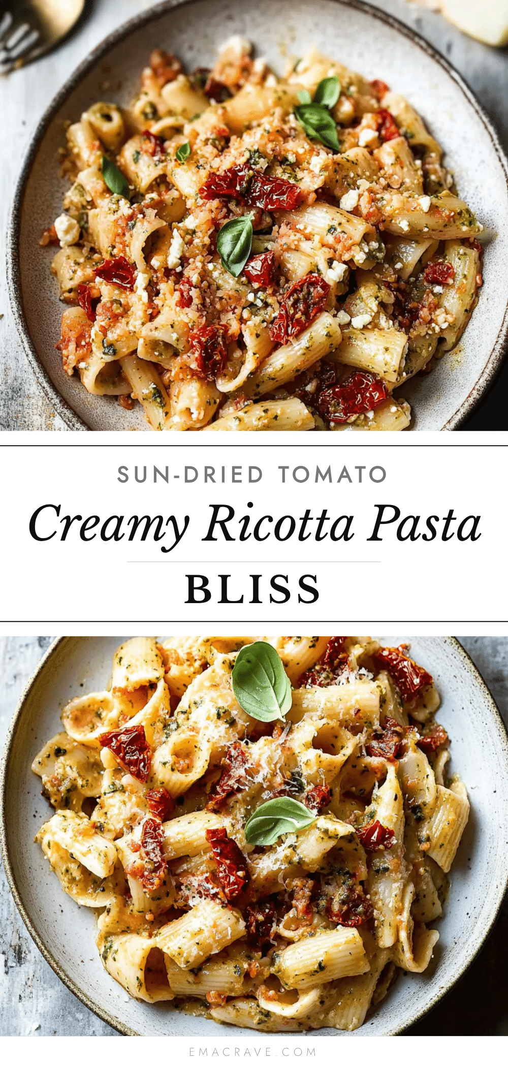 creamy pasta with sun-dried tomato ricotta pesto recipe