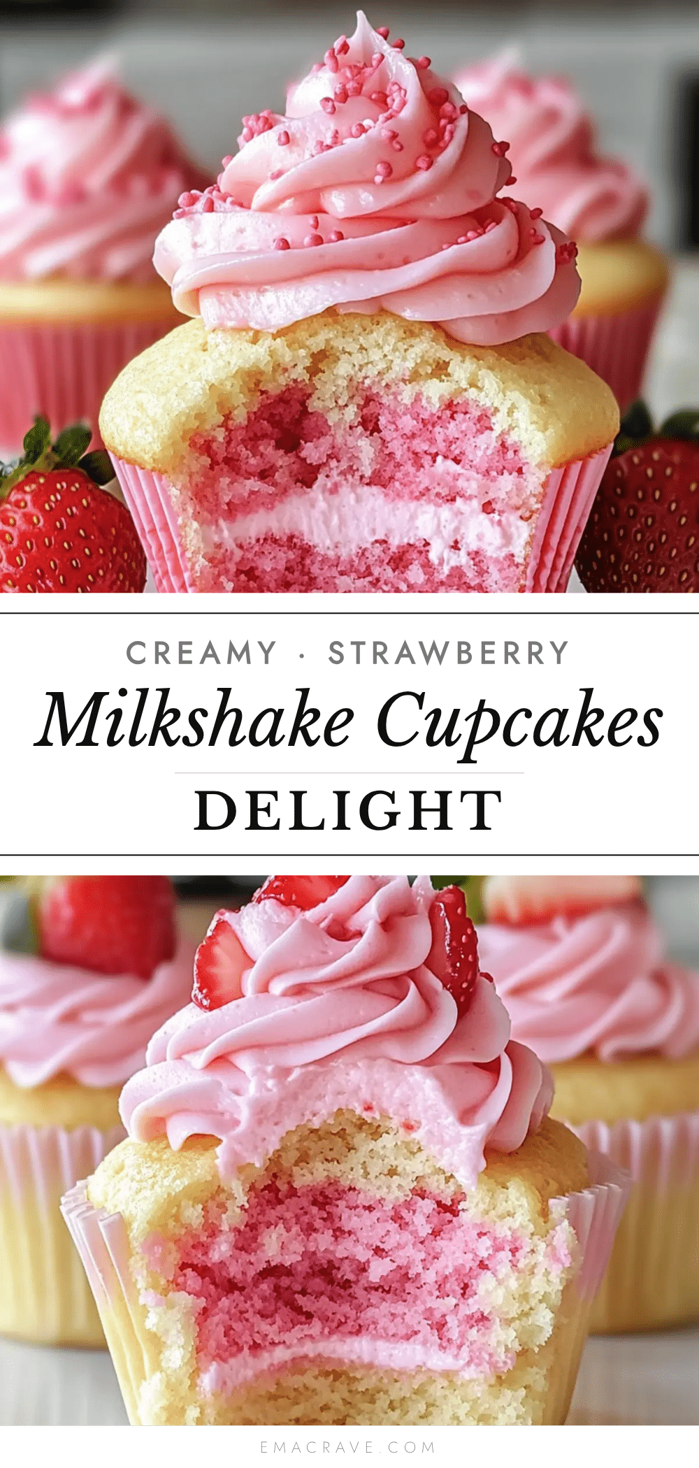 creamy strawberry milkshake cupcakes recipe