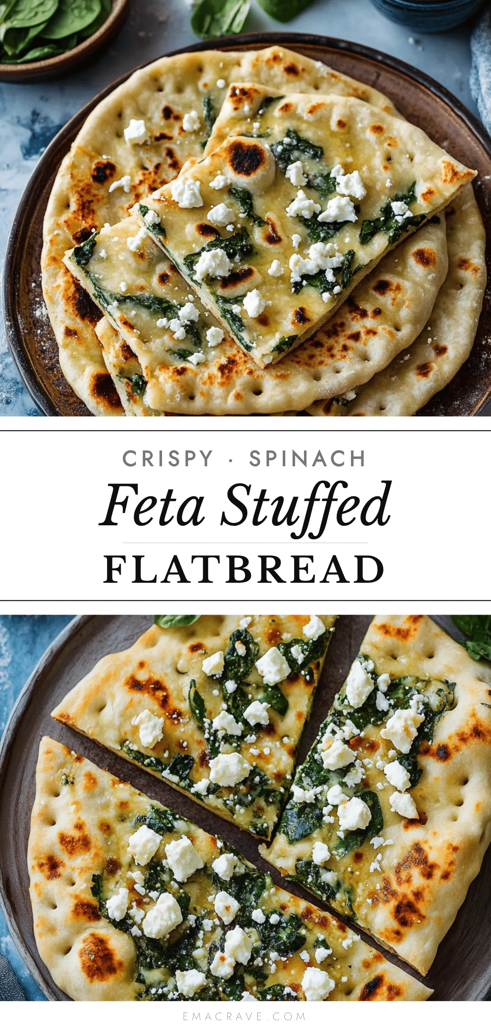 crispy spinach and feta stuffed flatbread recipe
