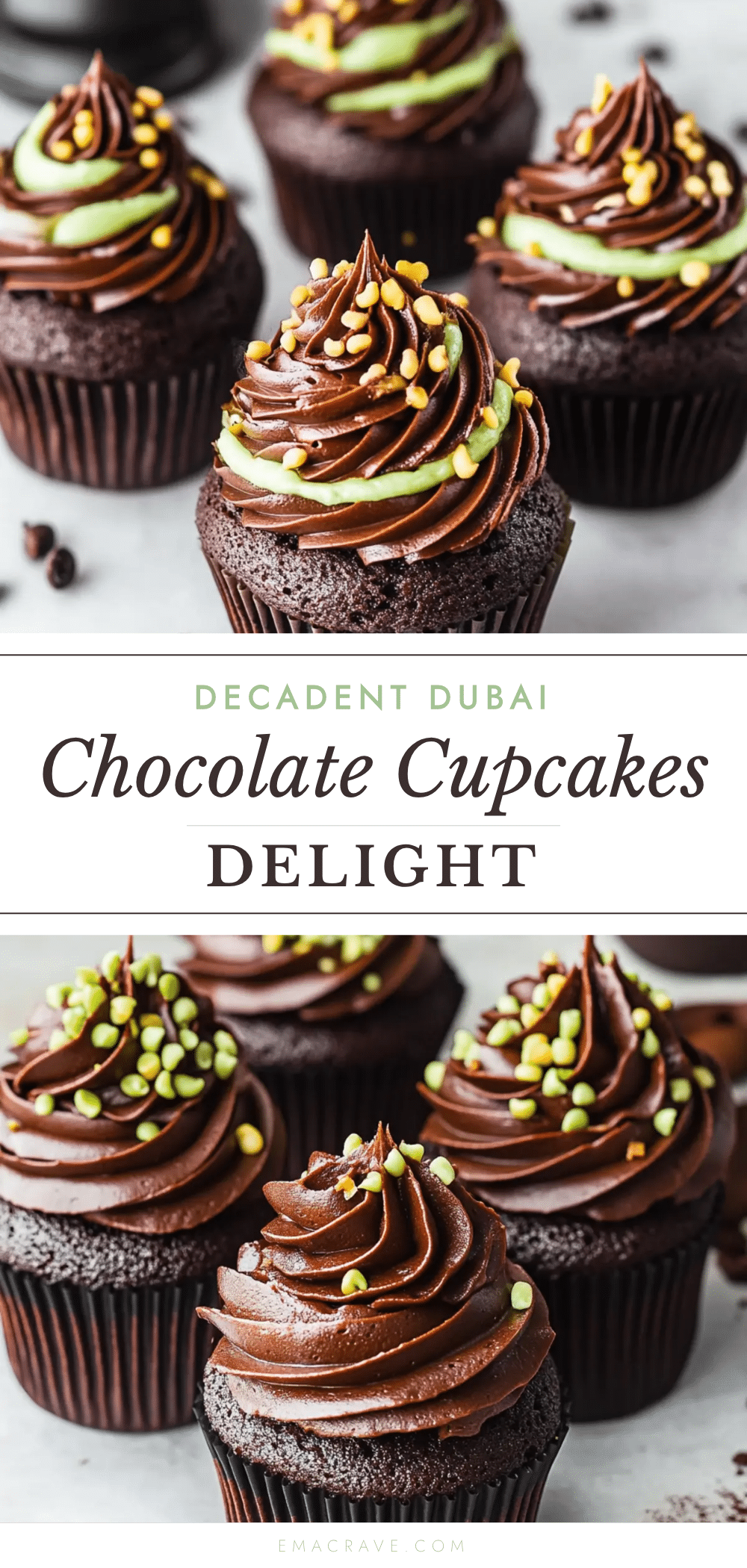 Dubai Chocolate Cupcakes with Gold Flakes recipe