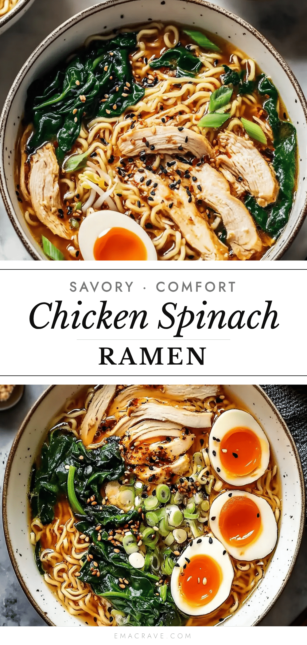 savory chicken and spinach ramen recipe
