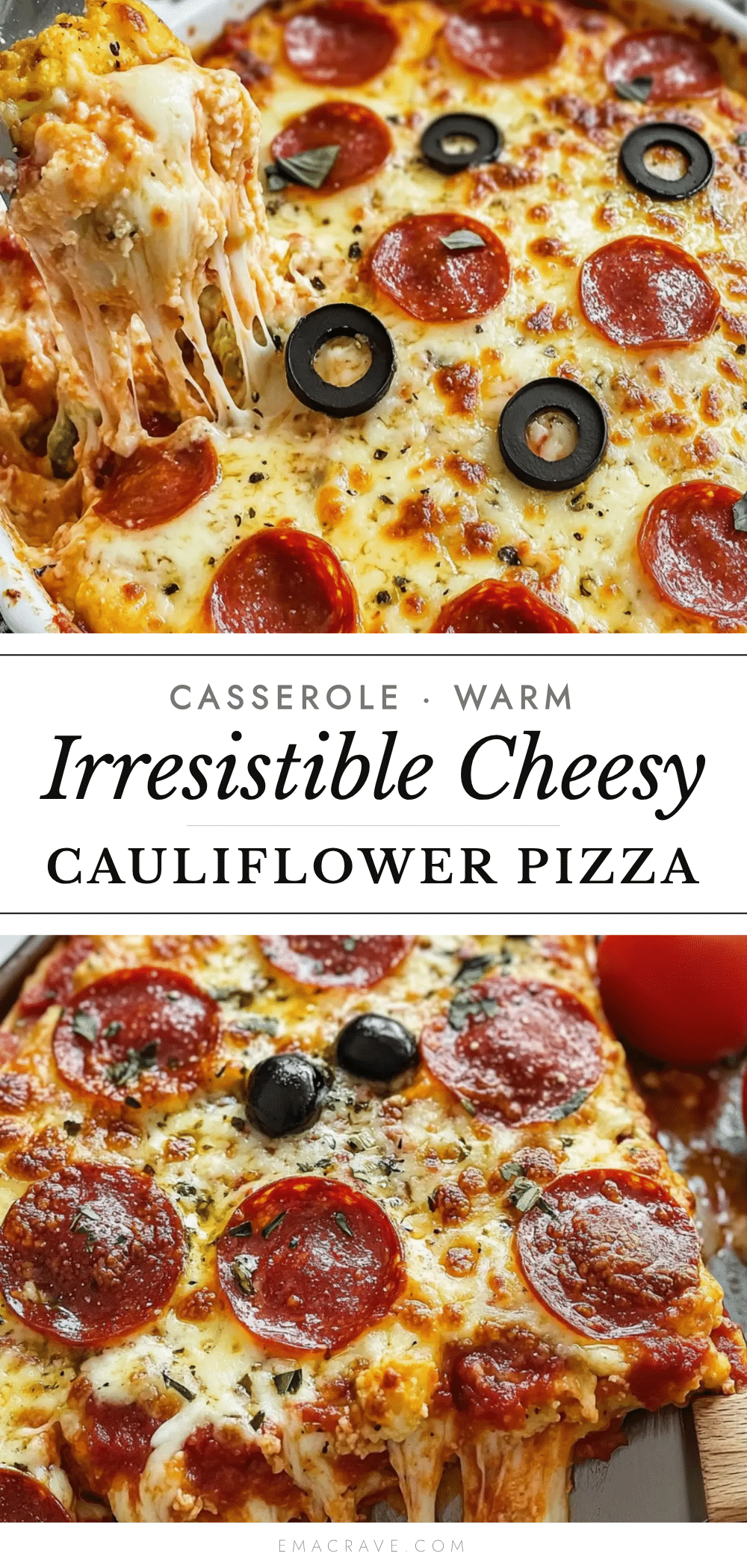 cheesy cauliflower pizza casserole recipe