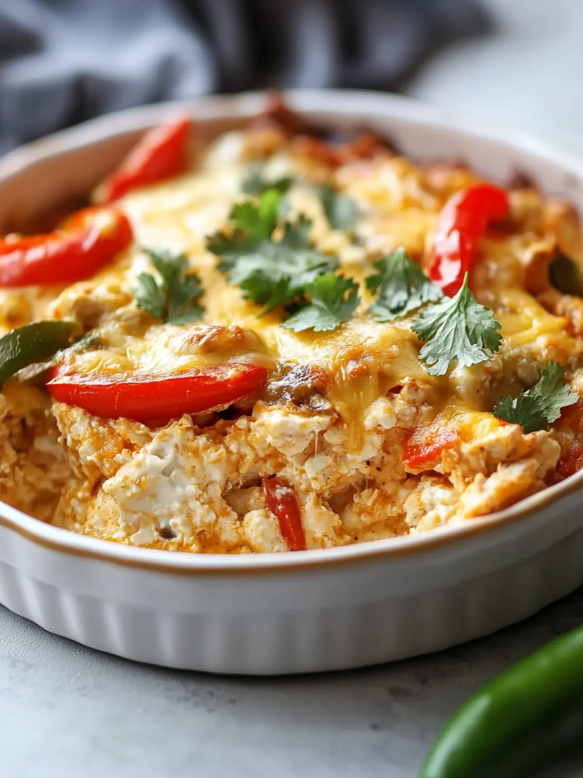 Creamy Chicken Fajita Cottage Cheese Bake preparation steps