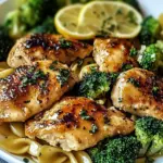 creamy cowboy butter lemon bowtie chicken with broccoli - featured image