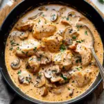 creamy mushroom chicken comfort bowl - featured image