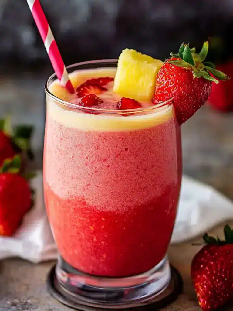 creamy strawberry colada smoothie - featured image