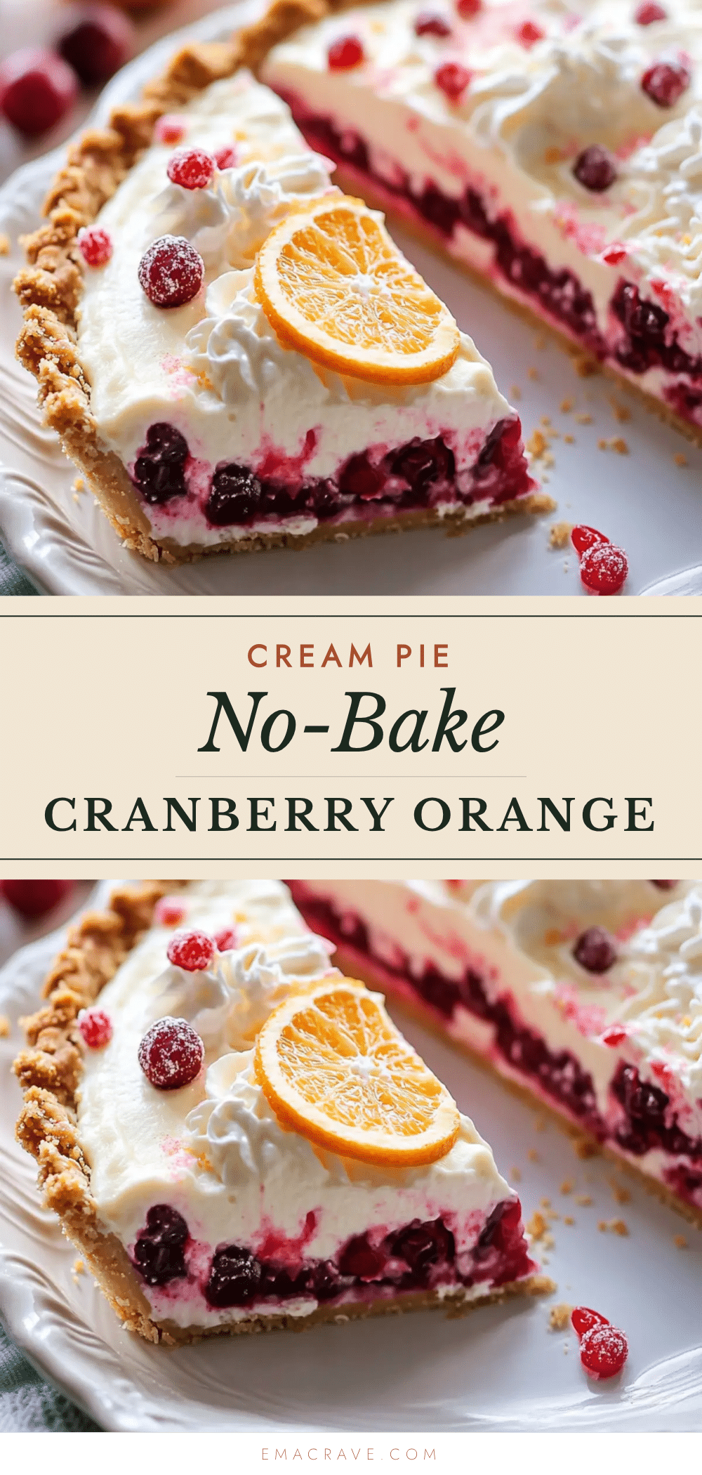 no-bake cranberry orange cream pie recipe