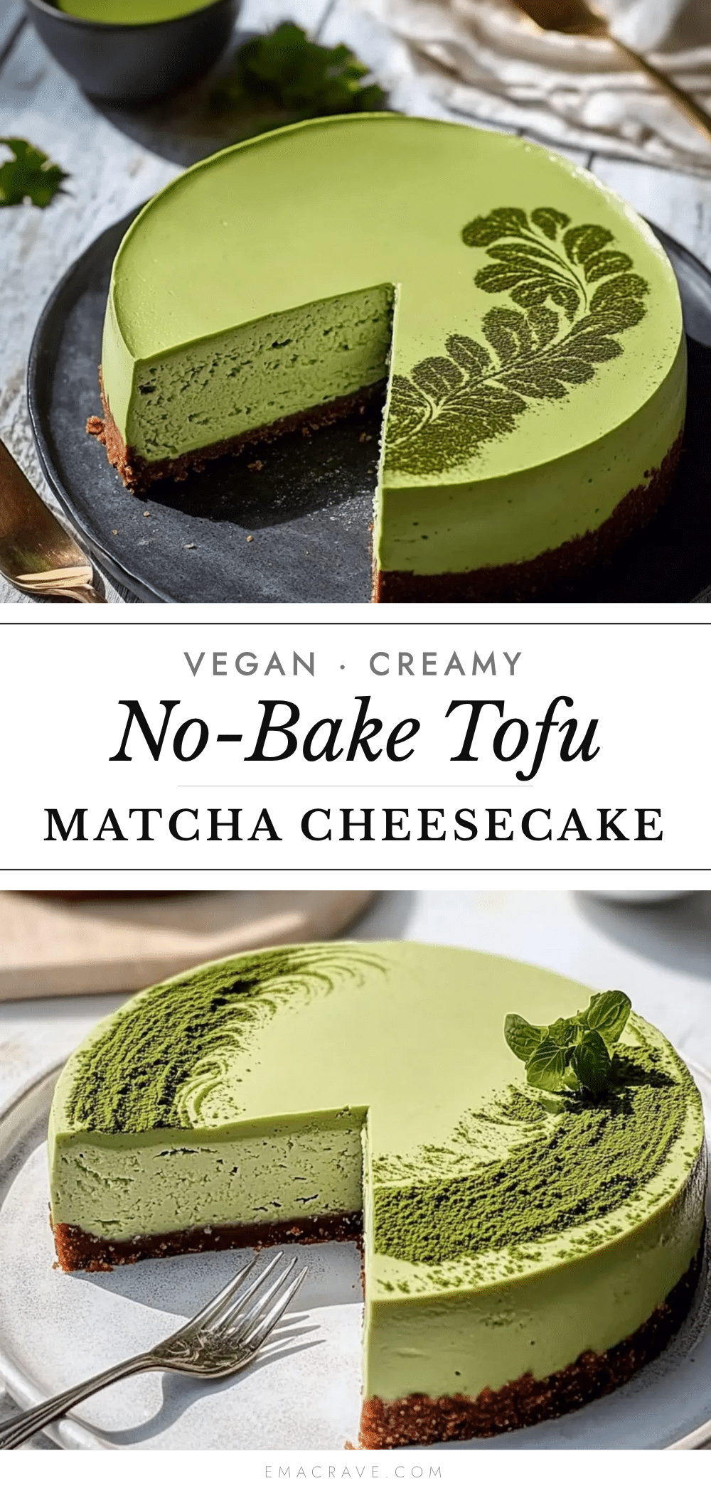 no-bake tofu matcha cheesecake recipe