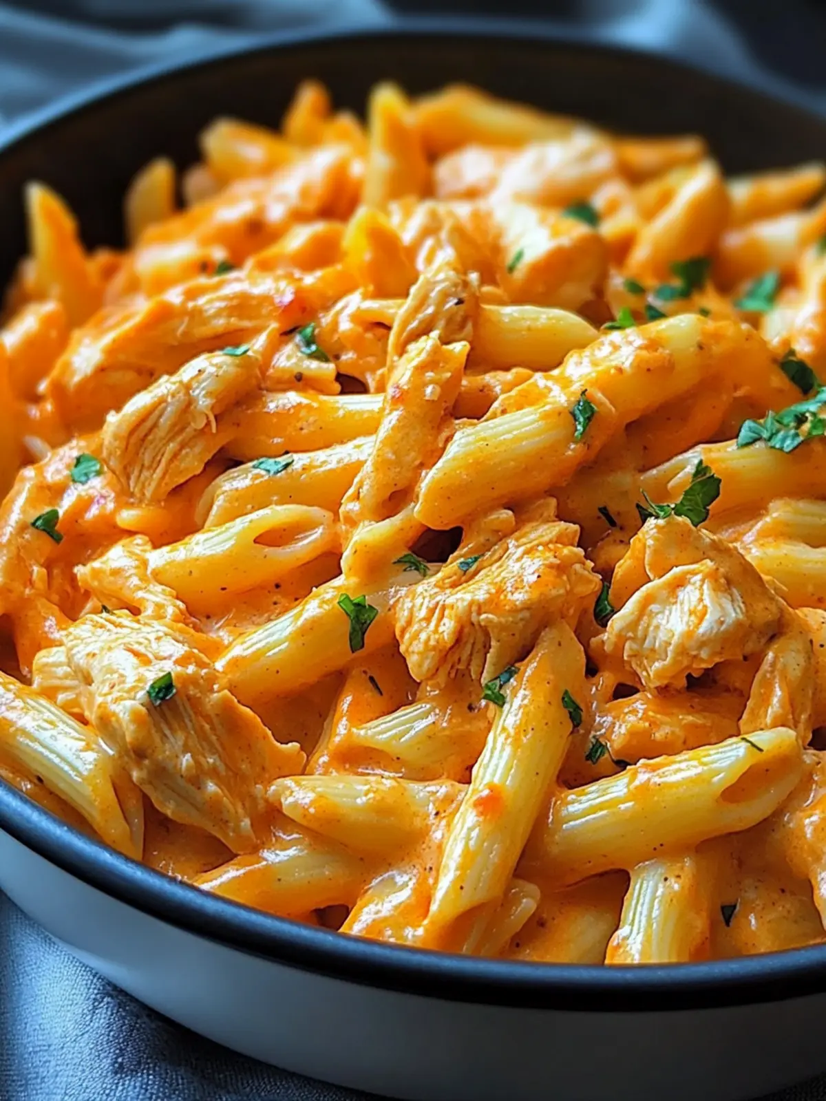 one pot creamy buffalo chicken pasta preparation steps