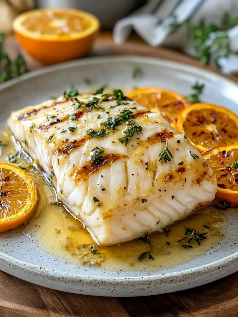 orange dijon grilled halibut - featured image