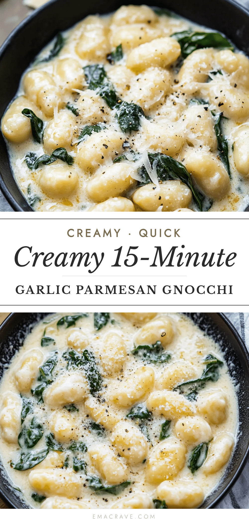 15-minute creamy garlic parmesan spinach gnocchi recipe