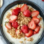15-minute strawberry cheesecake yogurt bowl - featured image