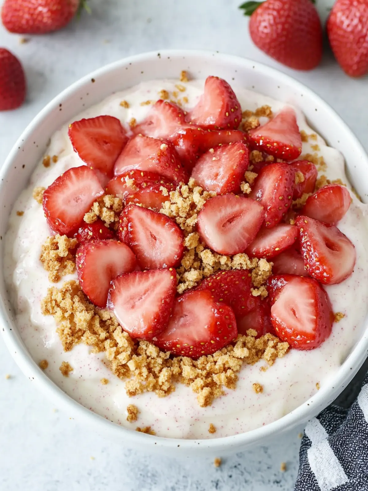 15-minute strawberry cheesecake yogurt bowl preparation steps
