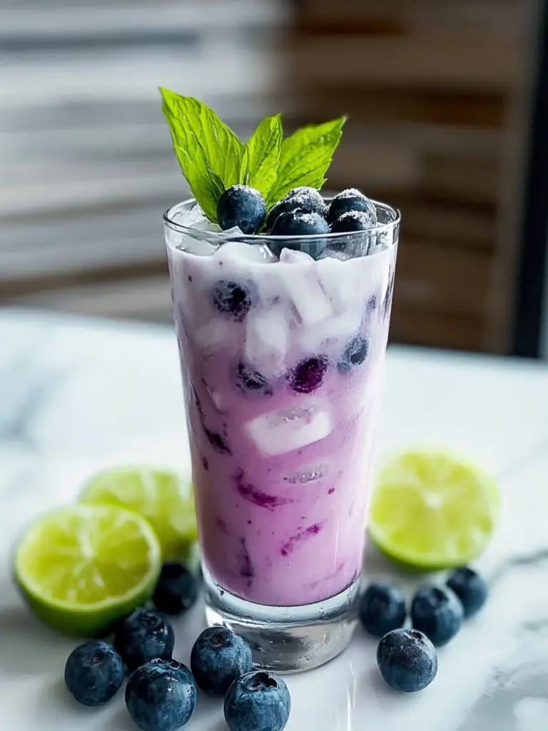 blueberry coconut cooler mocktail - featured image