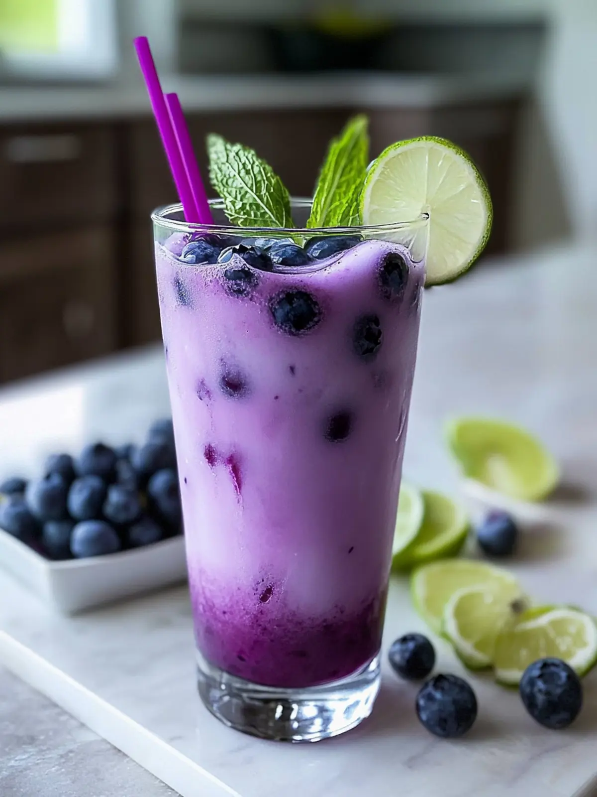 blueberry coconut cooler mocktail preparation steps