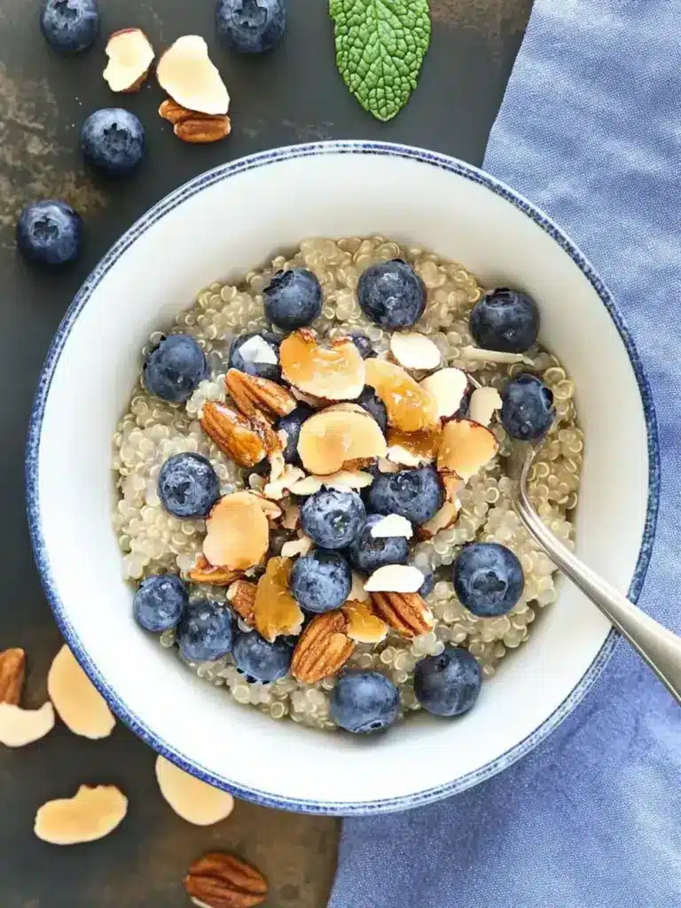 blueberry honey breakfast quinoa - featured image