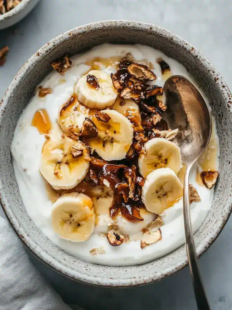caramelized banana yogurt bowl - featured image