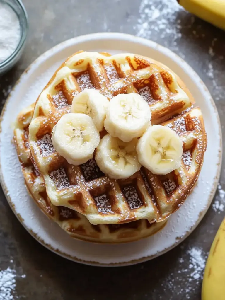 chewy banana mochi waffles - featured image