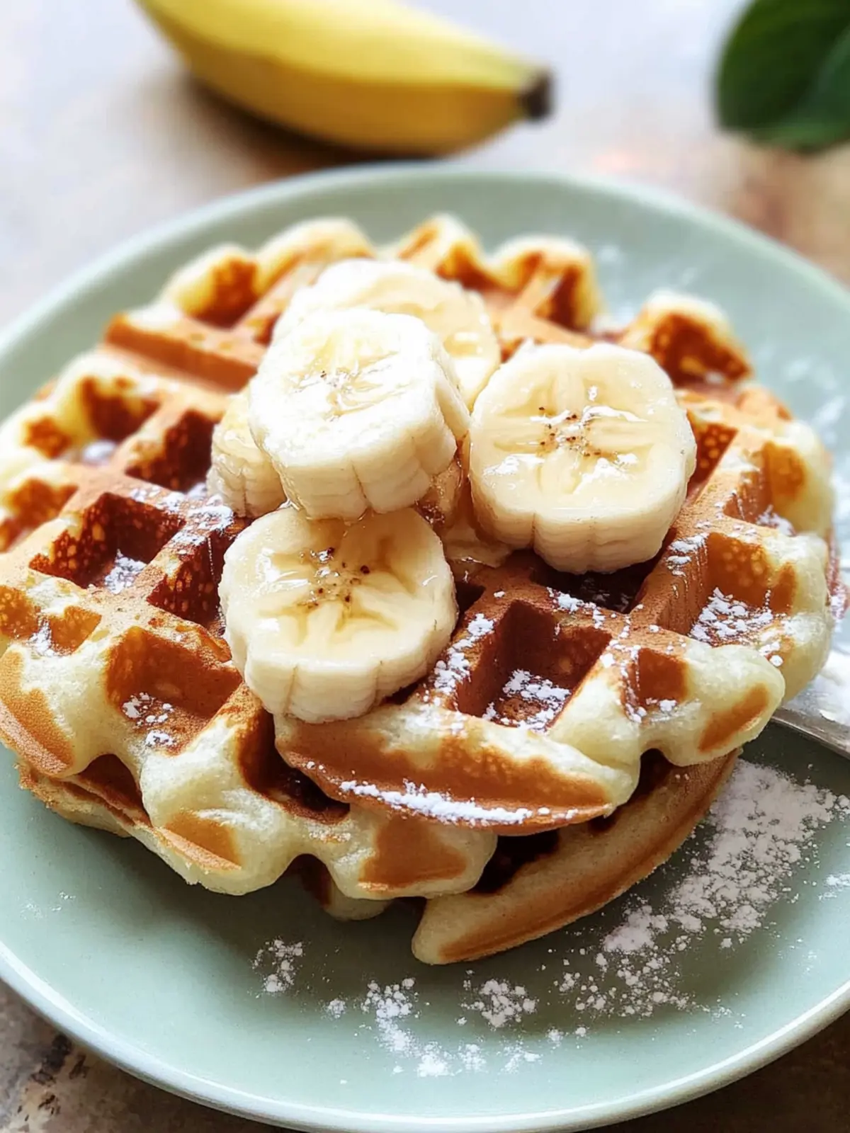 chewy banana mochi waffles preparation steps