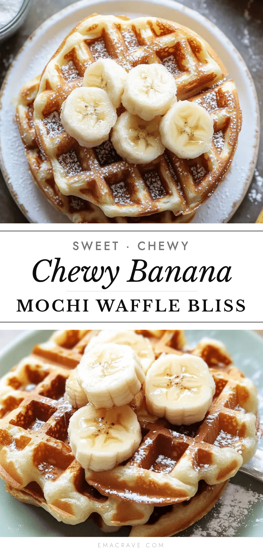 chewy banana mochi waffles recipe