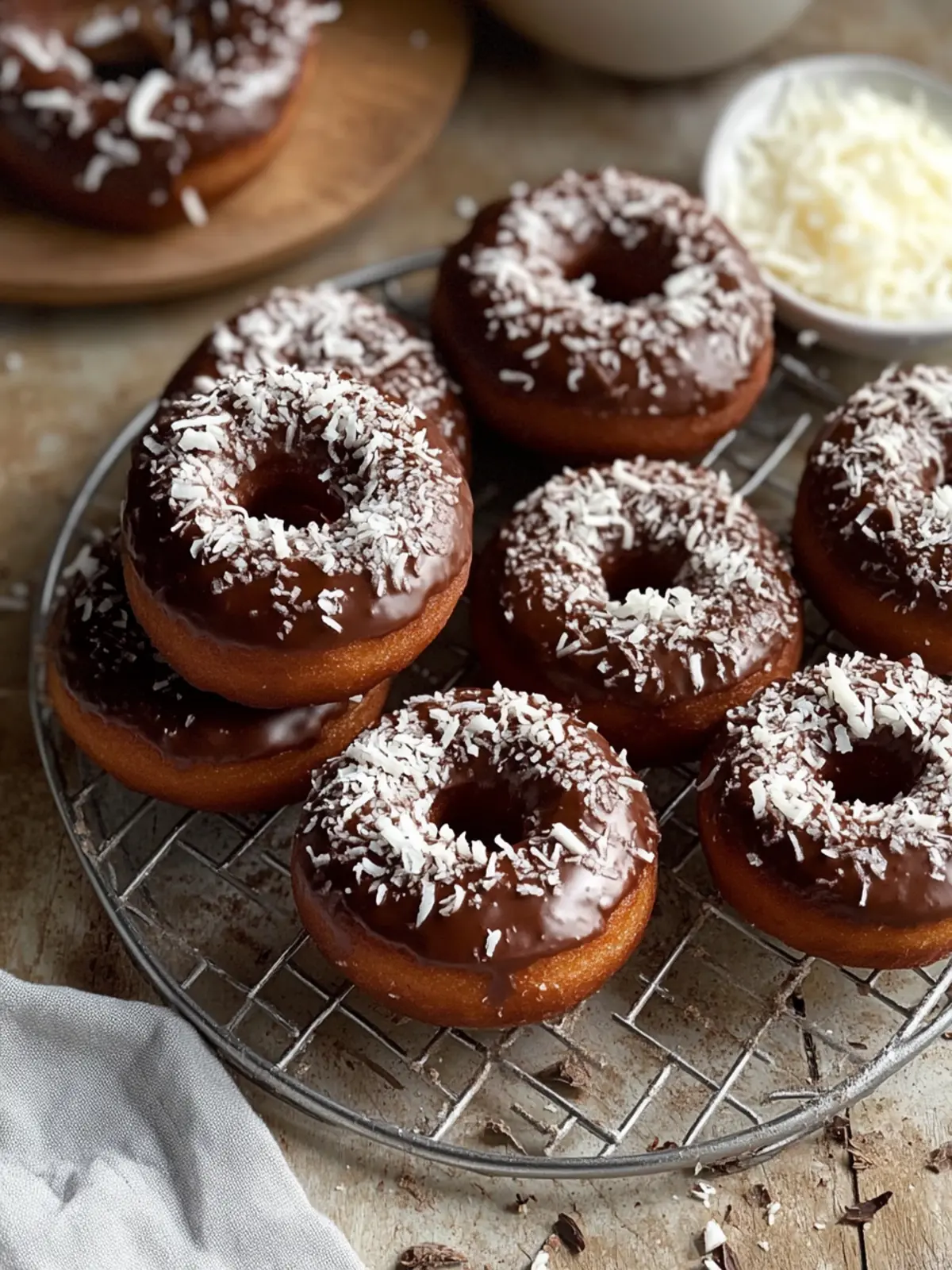 chocolate coconut donuts preparation steps