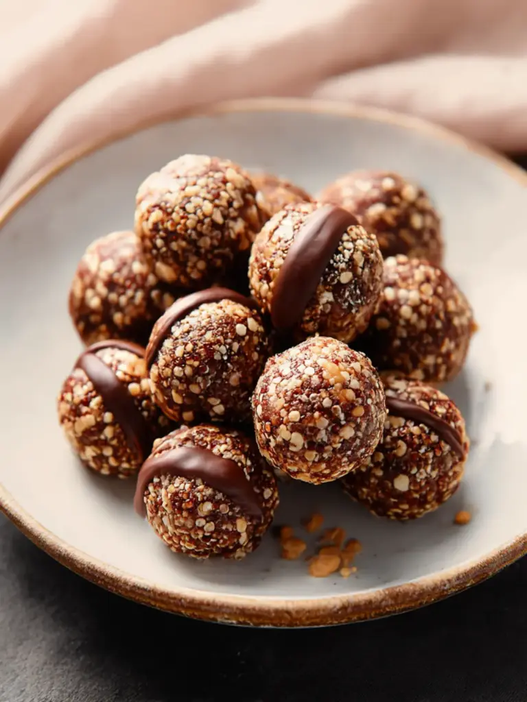 chocolate peanut butter quinoa crunch bites - featured image