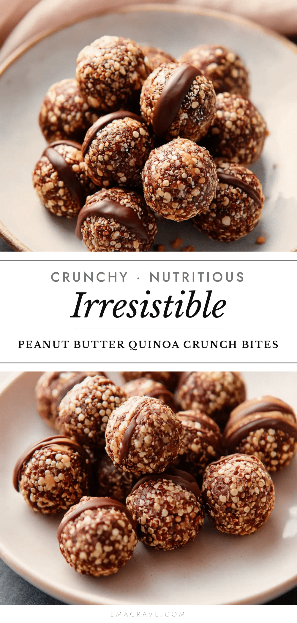 chocolate peanut butter quinoa crunch bites recipe