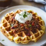 cornbread waffles with chili - featured image