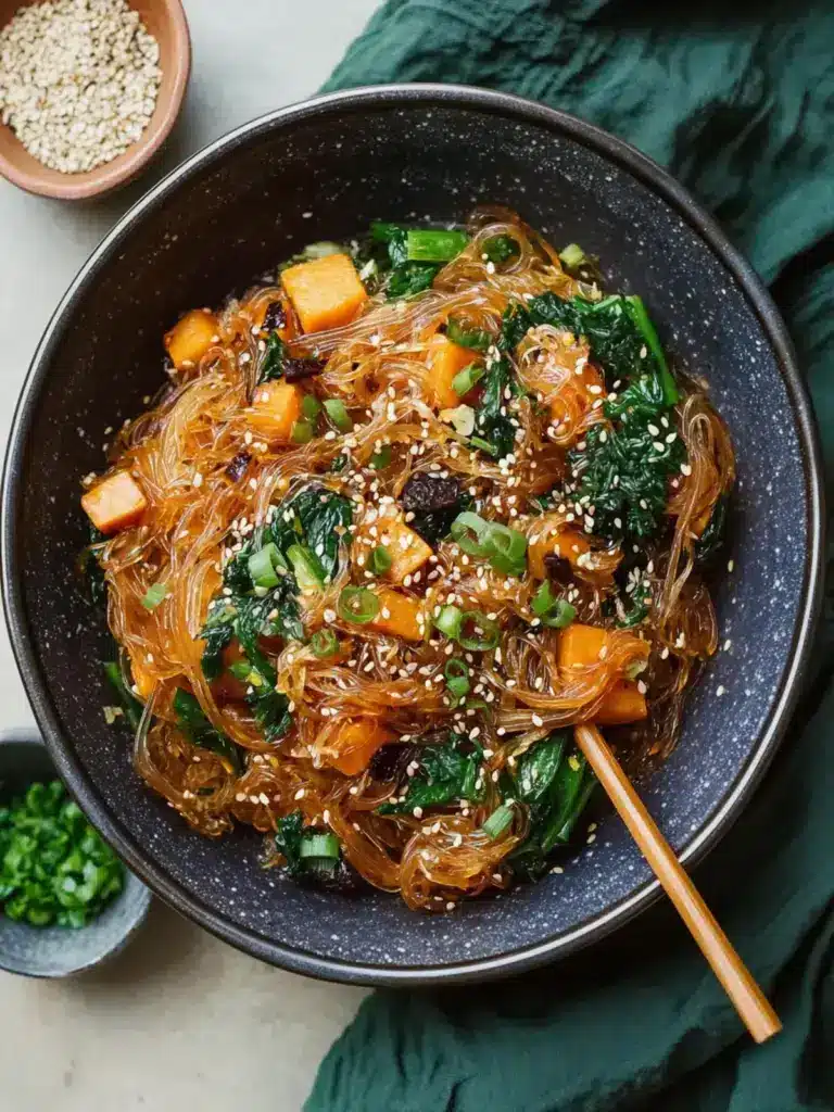 cozy sesame sweet potato glass noodles - featured image
