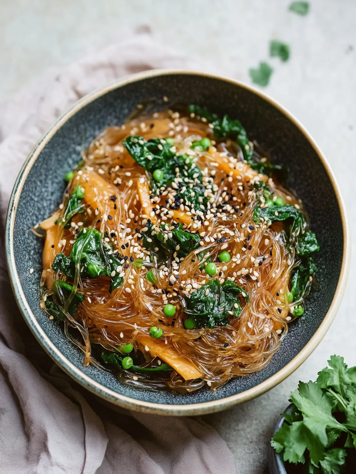 cozy sesame sweet potato glass noodles preparation steps