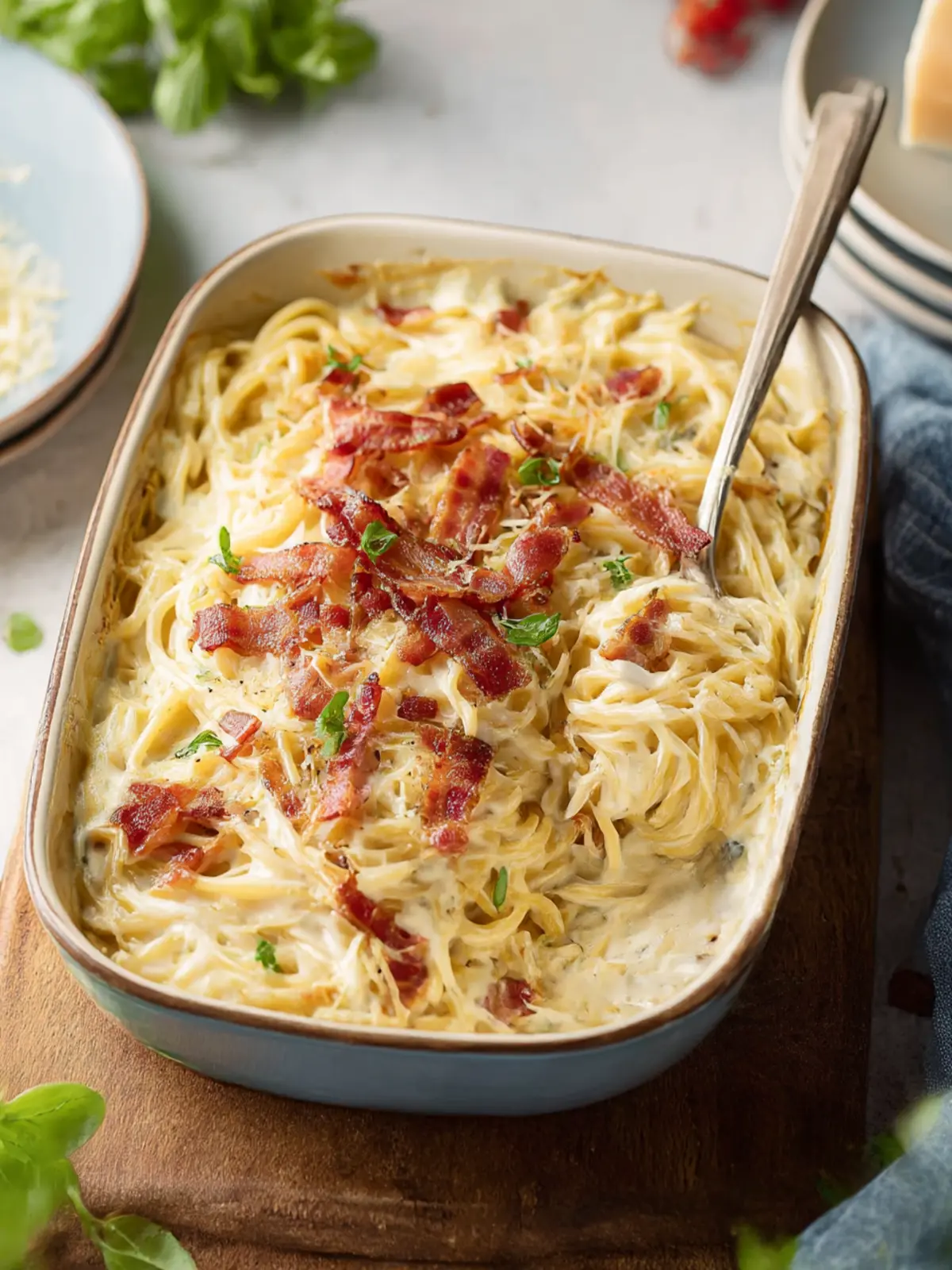 creamy bacon pasta preparation steps