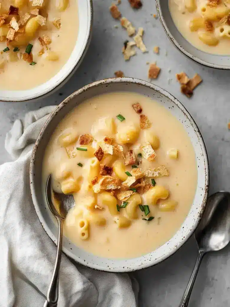 creamy mac and cheese soup - featured image