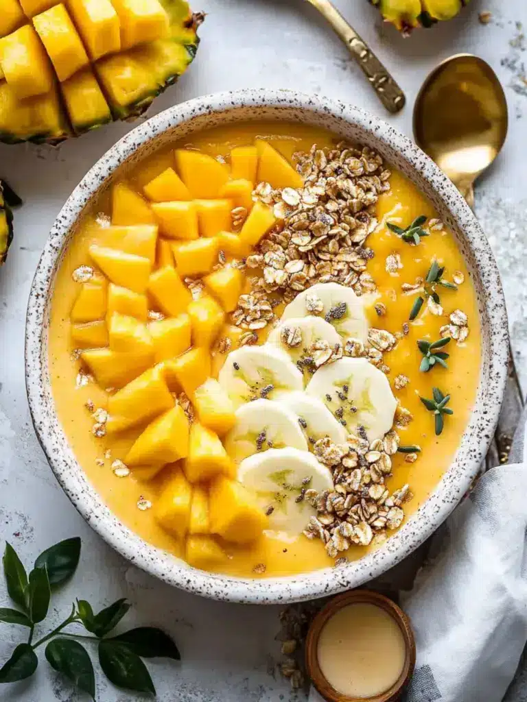 creamy mango pineapple smoothie bowl - featured image