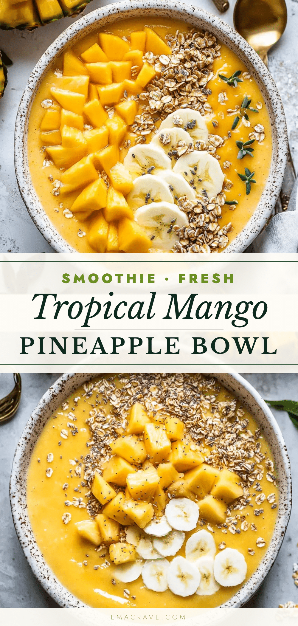 creamy mango pineapple smoothie bowl recipe
