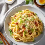 creamy miso carbonara udon - featured image
