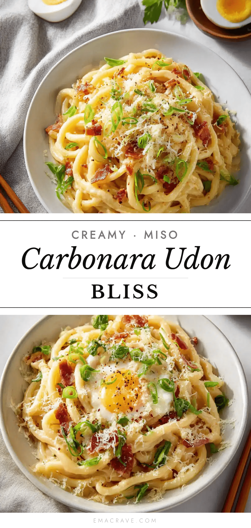 creamy miso carbonara udon recipe