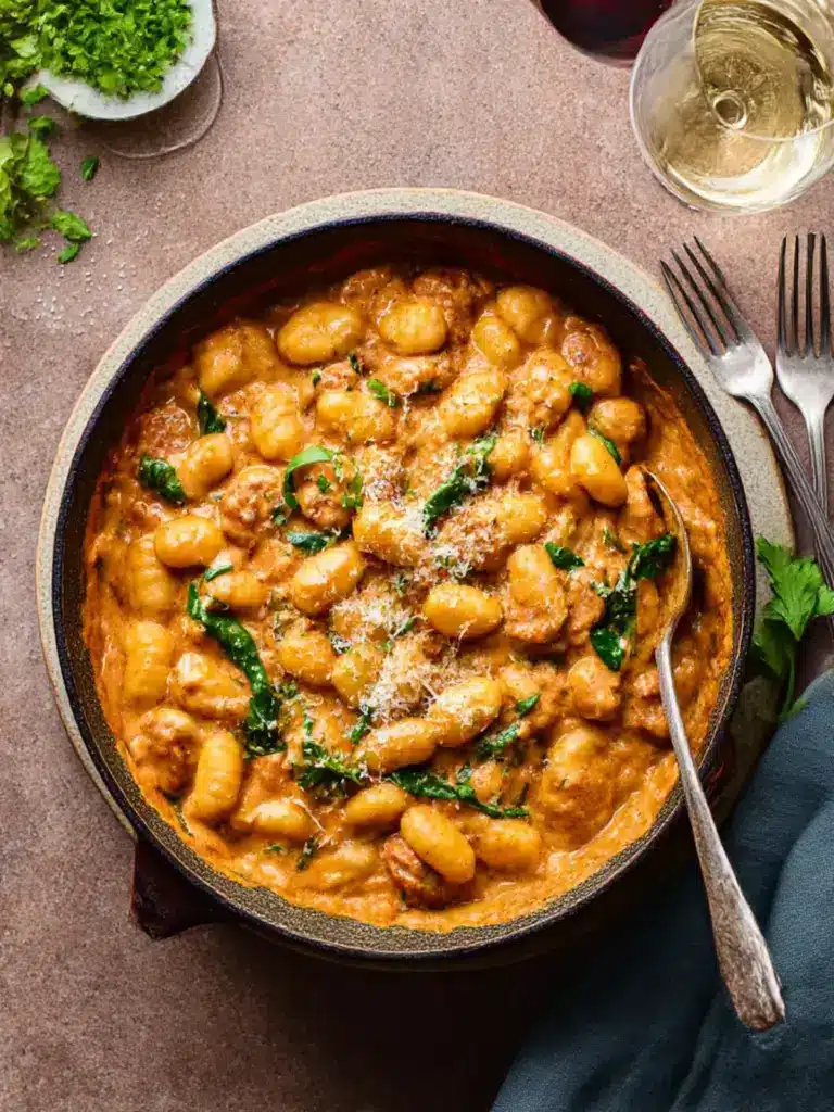 creamy one pot sausage gnocchi - featured image